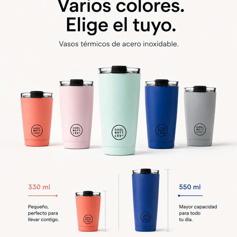 VASO TÉRMICO DE ACERO INOX 350-500 ML VARIOS COLORES