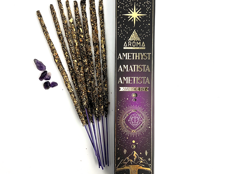 INCIENSO AMATISTA AROMA - BARRITAS DE INCIENSO CON MINERALES - 1 CAJITA DE 20gr