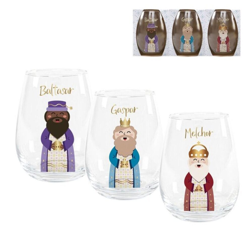 JUEGO DE 3 VASOS 520ML REYES MAGOS