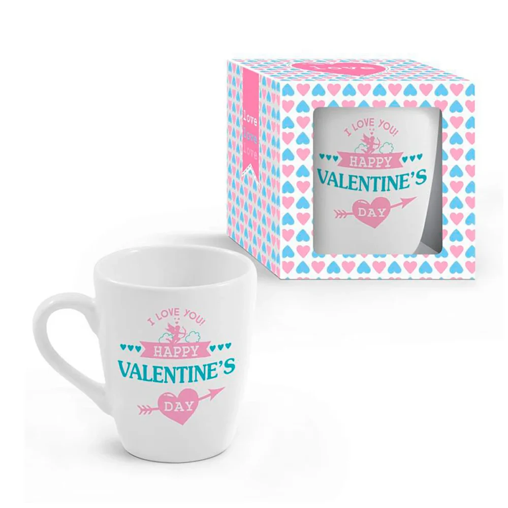 TAZA DE CERÁMICA CON FRASE DE SAN VALENTÍN - I LOVE YOU HAPPY VALENTINE´S DAY
