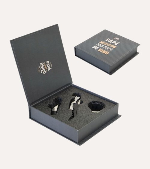 SET DE VINO PARA PAPÁ CON MENSAJE - PAPÁ QUIERE UNA COPA DE VINO