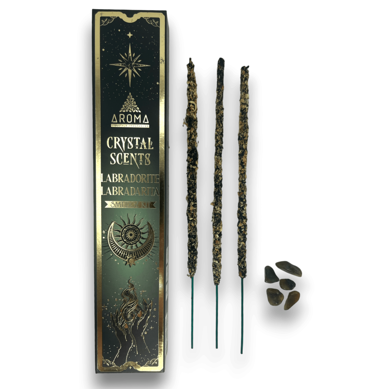 INCIENSO CRYSTAL LABRADARITA AROMA - CONTIENE UNA CAJITA DE PIEDRAS NATURALES