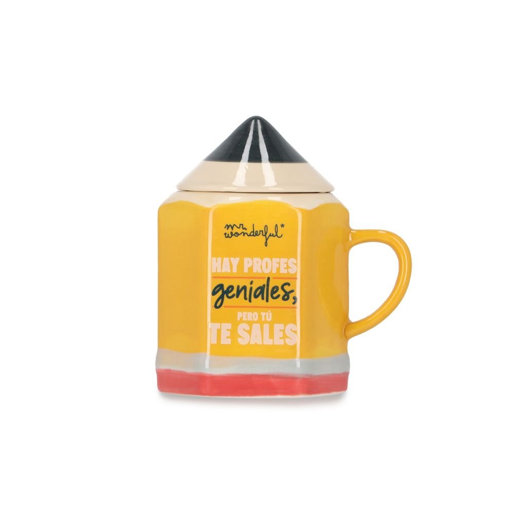 TAZA LÁPIZ 3D PARA PROFES CON MENSAJE - HAY PROFES GENIALES PERO TÚ TE SALES