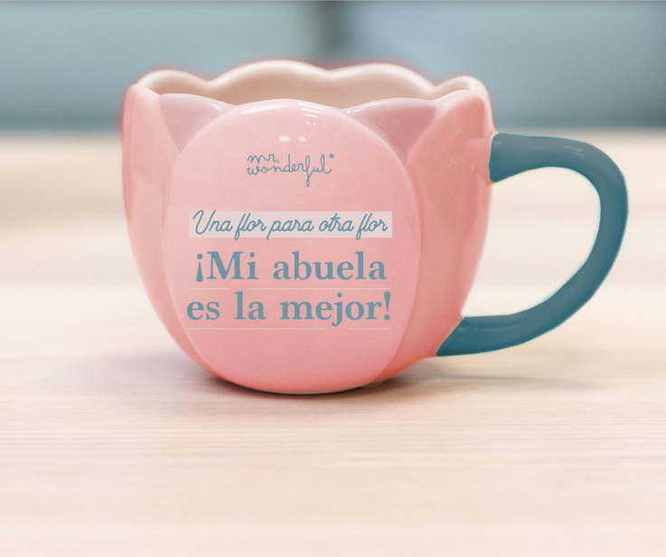 TAZA PARA LA ABUELA CON MENSAJE - UNA FLOR PARA OTRA FLOR ¡MI ABUELA ES LA MEJOR!