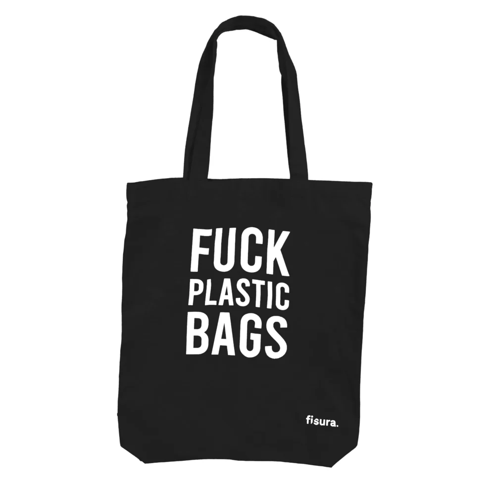 TOTEBAG NEGRO CON MENSAJE - FUCK PLASTIC BAGS