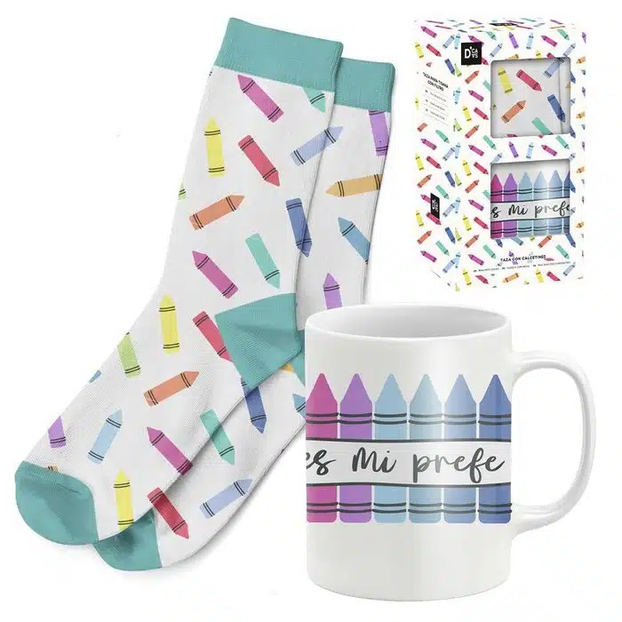 SET DE TAZA Y CALCETINES PARA PROFES CON EL MENSAJE - PROFE ERES MI PREFE