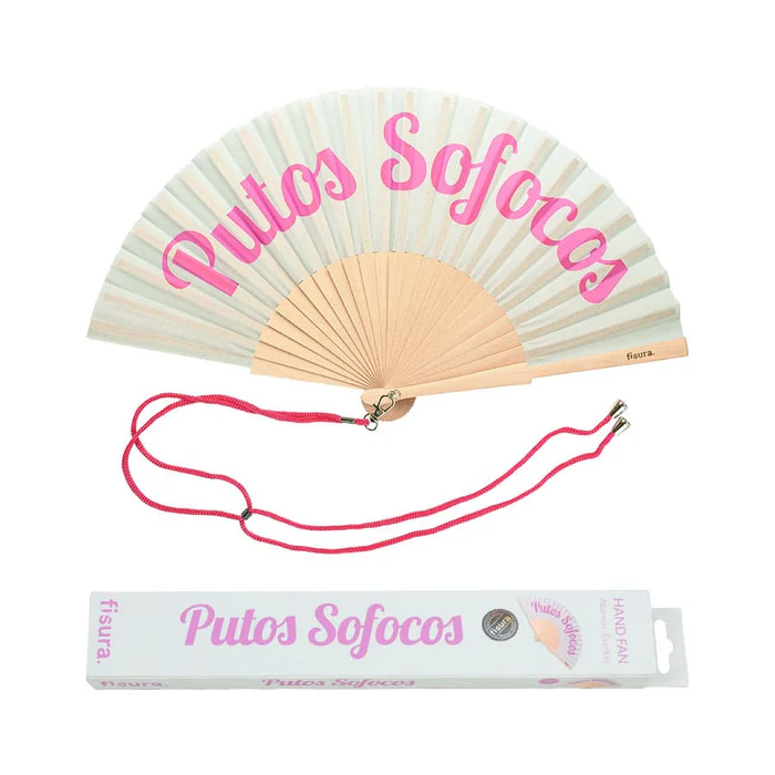 ABANICO CON MENSAJE - "PUTOS SOFOCOS" VERDE MENTA
