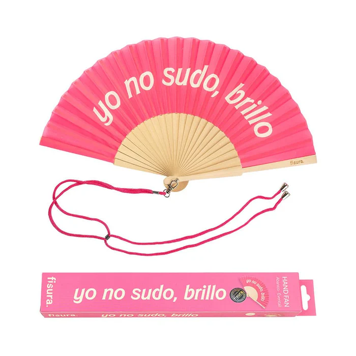 ABANICO CON MENSAJE - "YO NO SUDO, BRILLO" ROSA