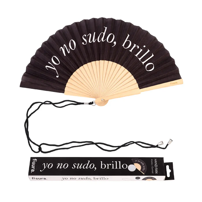ABANICO CON MENSAJE - "YO NO SUDO, BRILLO" NEGRO