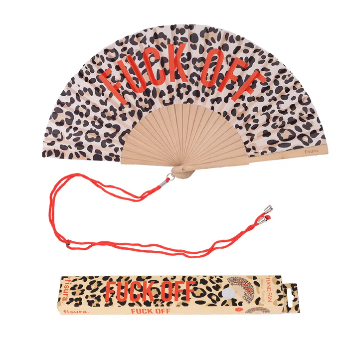 ABANICO DE LEOPARDO CON MENSAJE - FUCK OFF
