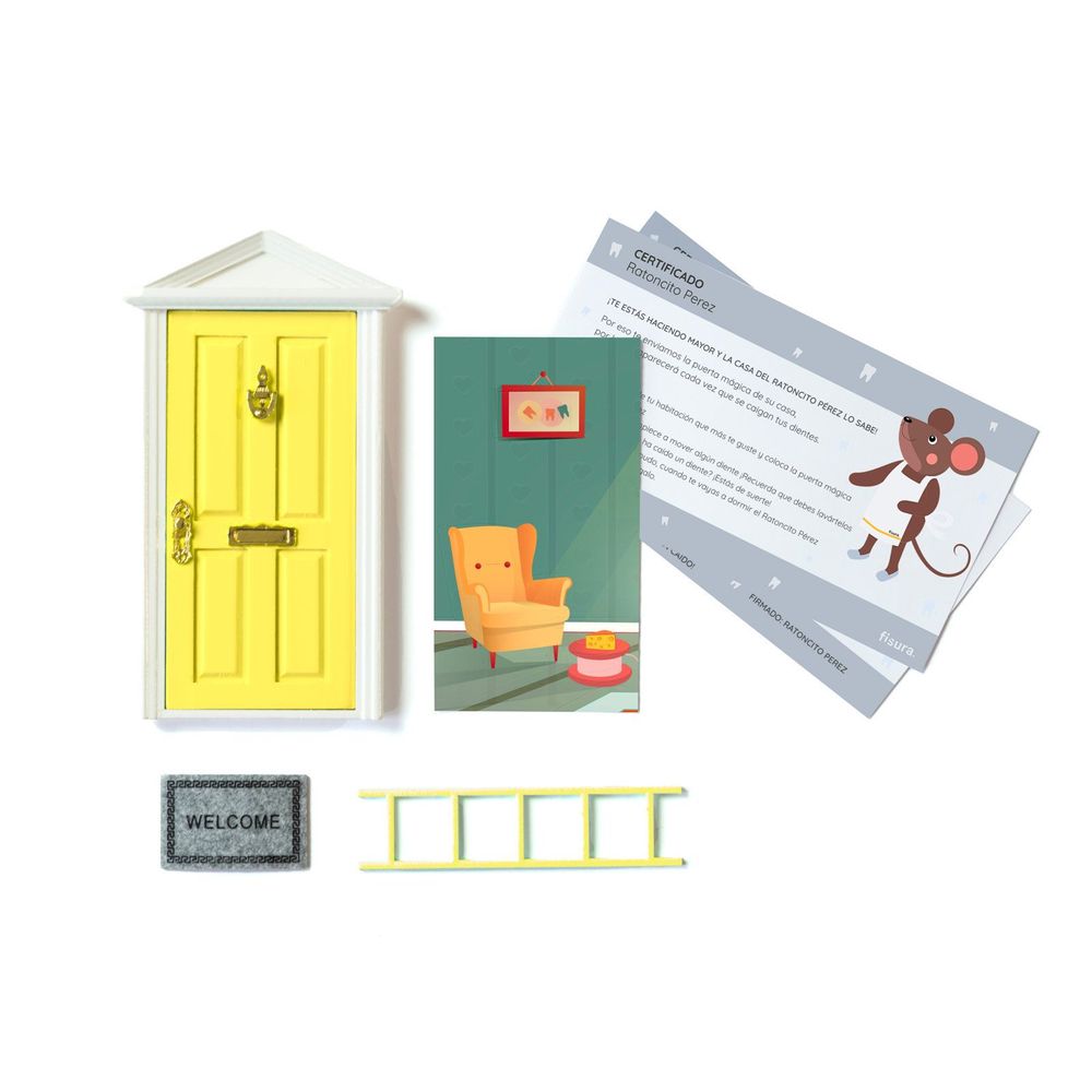 PUERTA DEL RATONCITO PÉREZ - SET MÁGICO DE BIENVENIDA - COLOR AMARILLO