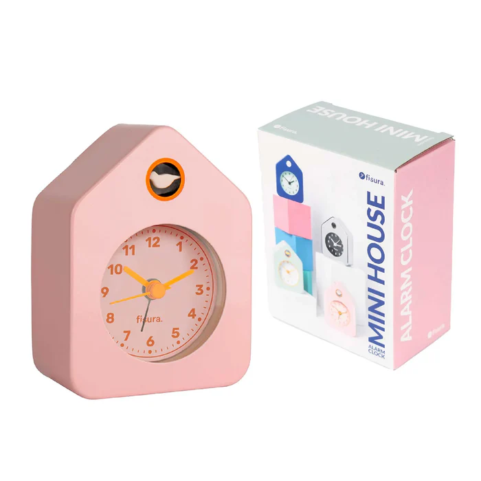 RELOJ DESPERTADOR CASITA MINI ROSA PASTEL