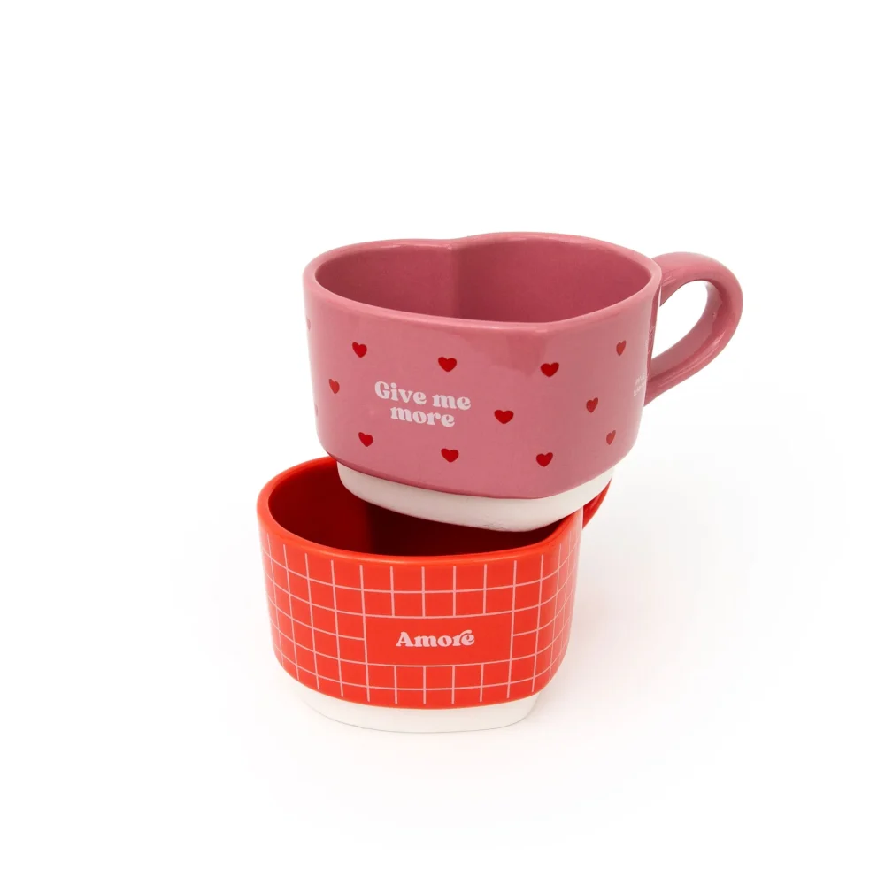 SET DE 2 TAZAS APILABLES - GIVE ME MORE AMORE