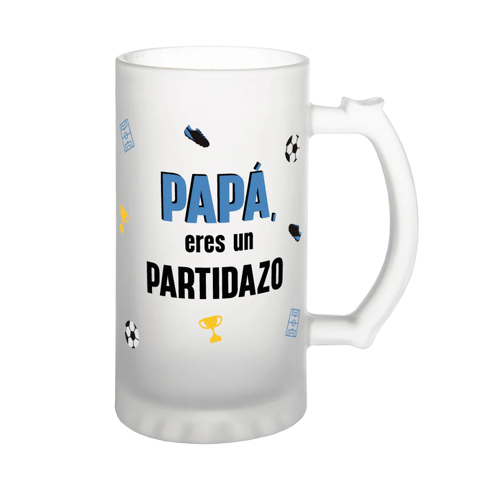 JARRA DE CRISTAL PARA PAPÁ - PAPÁ ERES UN PARTIDAZO