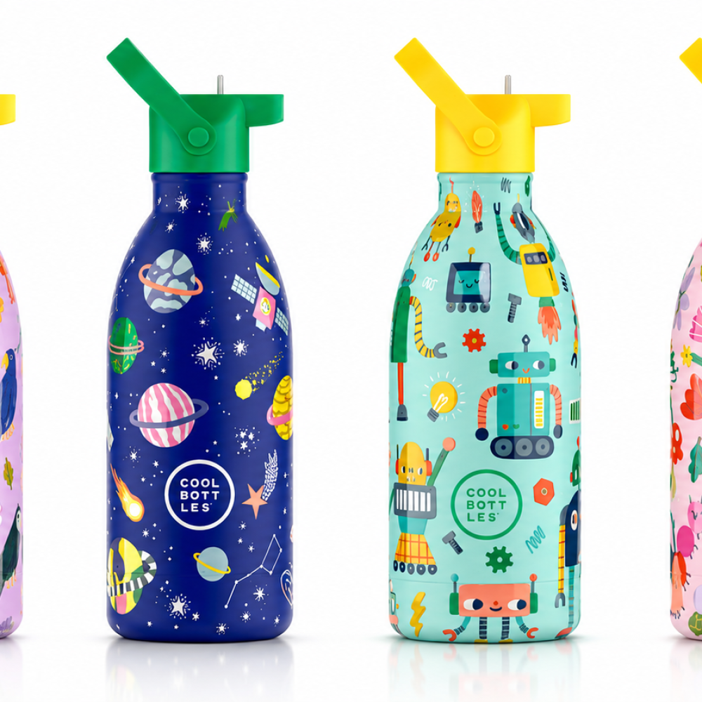 BOTELLA TÉRMICA INFANTIL COOL BOTTLES KIDS 500 ML - VARIOS MODELOS (INCLUYE DOS TAPONES)