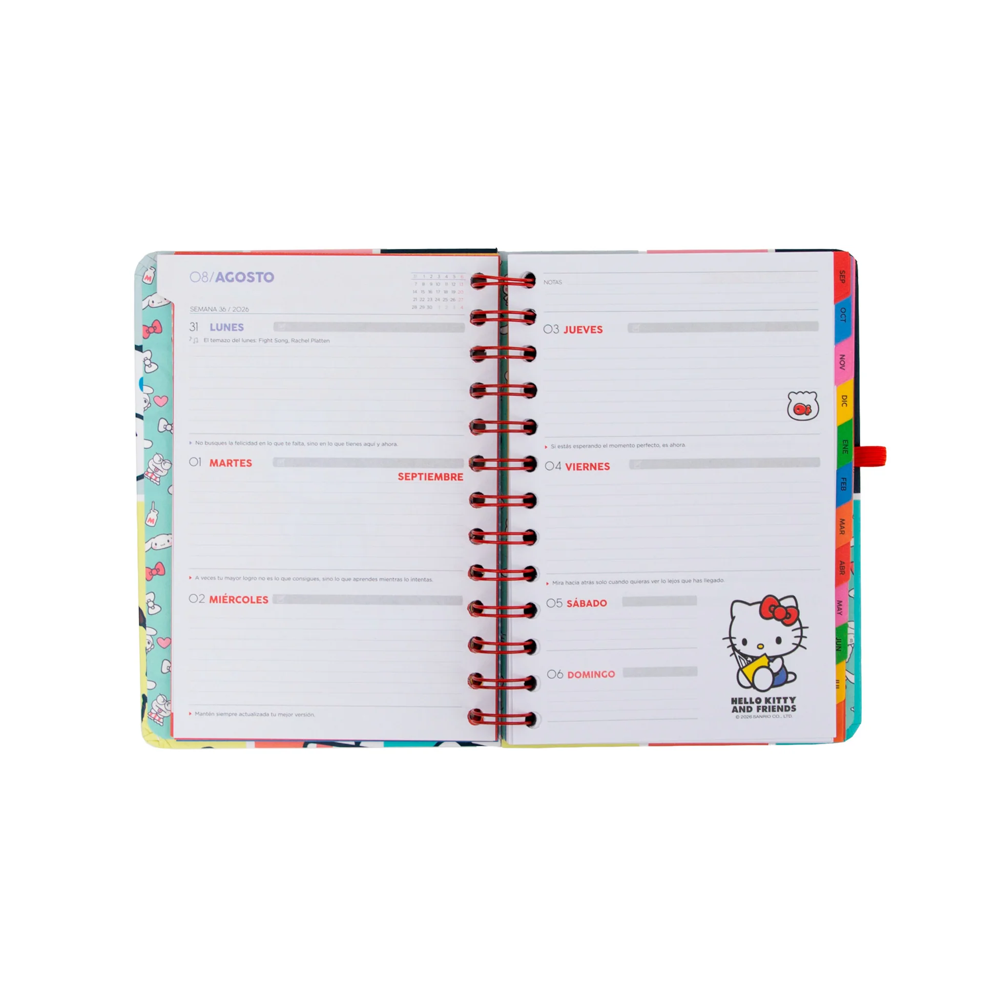 SET AGENDA MR. WONDERFUL 2026-27 PEQUEÑA SEMANAL HELLO KITTY & FRIENDS SEMANAL + 3 BOLÍGRAFOS BO-BO - SOMOS EL MEJOR EQUIPO - Imagen 5